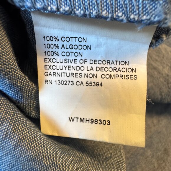 VTG Wrangler Denim Pearl Snap Shirt Mens XXL Blue Flap Pockets Western Cowboy - Picture 11 of 12